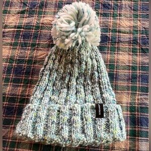Blue chunky knit winter hat